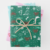 Wrestling themed wrapping paper - variety 3-pack (In situ)