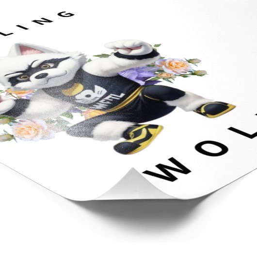 Wrestling Wolf - Fierce Sports Nursery Art Foto Afdruk (Hoek)