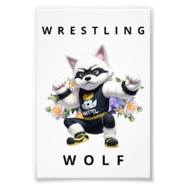 Wrestling Wolf - Fierce Sports Nursery Art Foto Afdruk