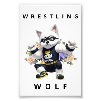 Wrestling Wolf - Fierce Sports Nursery Art Foto Afdruk
