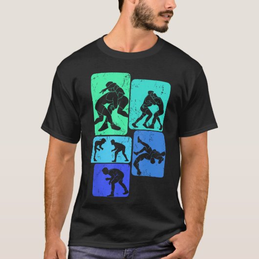 Wrestling Wrestler Men Boys retro T-shirt (Voorkant)