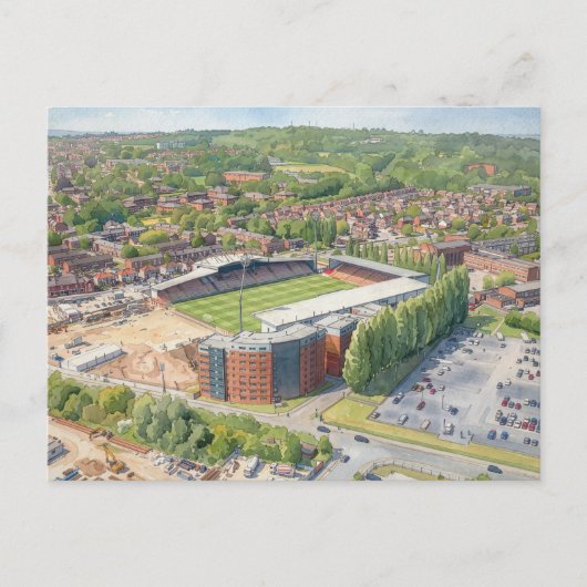 Wrexham Racecourse Ground Aquarel Kunst Briefkaart (Voorkant)