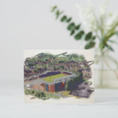 Wrexham Stadion Architectuur Aquarel Kunst Briefkaart (Staand voorkant)