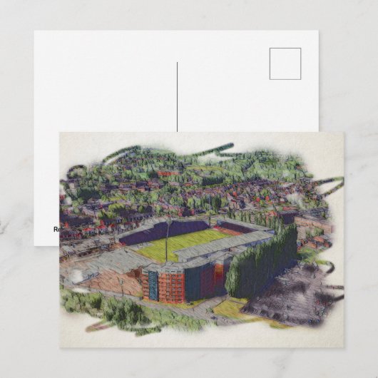 Wrexham Stadion Architectuur Aquarel Kunst Briefkaart (Voorkant / Achterkant)