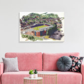 Wrexham Stadion Architectuur Aquarel Kunst Canvas Afdruk (Insitu (Woonkamer))