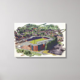 Wrexham Stadion Architectuur Aquarel Kunst Canvas Afdruk