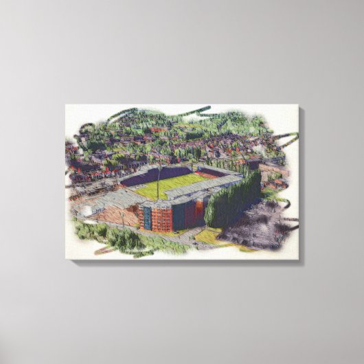 Wrexham Stadion Architectuur Aquarel Kunst Canvas Afdruk (Voorkant)