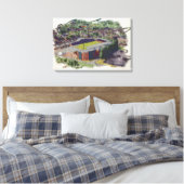 Wrexham Stadion Architectuur Aquarel Kunst Canvas Afdruk (Insitu (Slaapkamer))