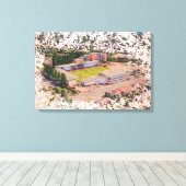 Wrexham Stadion Architectuur Aquarel Kunst Canvas Afdruk (Insitu (Houten vloer))