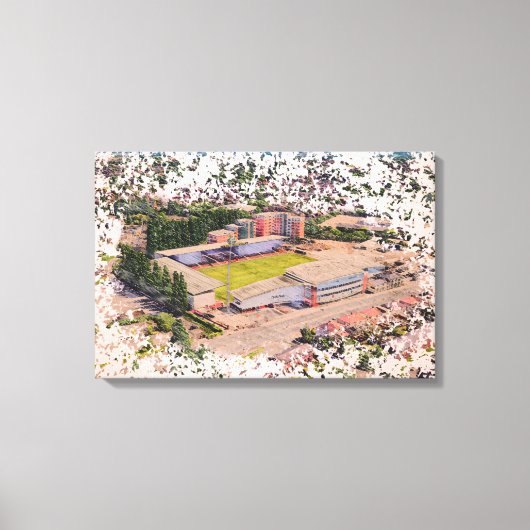 Wrexham Stadion Architectuur Aquarel Kunst Canvas Afdruk (Voorkant)