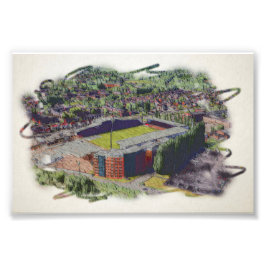 Wrexham Stadion Architectuur Aquarel Kunst Foto Afdruk