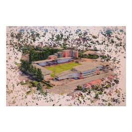 Wrexham Stadion Architectuur Aquarel Kunst Perfect Poster