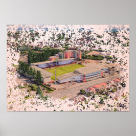 Wrexham Stadion Architectuur Aquarel Kunst Poster