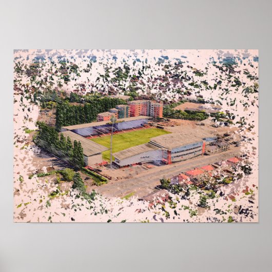 Wrexham Stadion Architectuur Aquarel Kunst Poster (Voorkant)