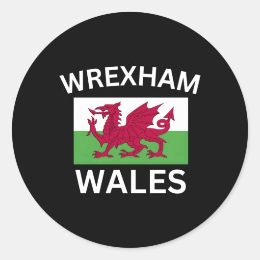 Wrexham Wales Vlag Ronde Sticker (Voorkant)
