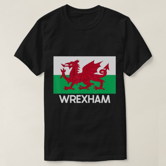 Wrexham Wales Welsh Flag Baner Y Ddraig Goch T-Shi T-shirt (Design voorkant)