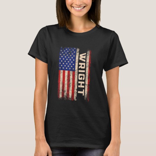 Wright Achternaam Shirt Wright Naam Amerikaanse vl (Voorkant)