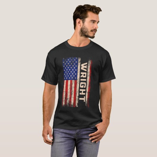 Wright Achternaam Shirt Wright Naam Amerikaanse vl (Voorkant volledig)