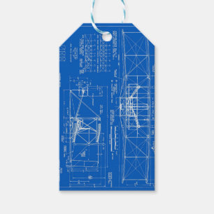 Wright Bros. "Flyer"-blauwdruk 1903 Cadeaulabel