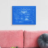 Wright Bros. "Flyer"-blauwdruk 1903 Canvas Afdruk (Insitu (Woonkamer))