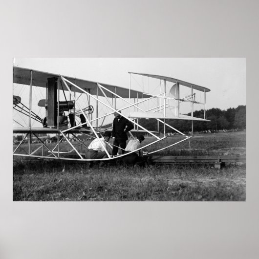 Wright Brothers Biplane on Start Track 1909 Poster (Voorkant)