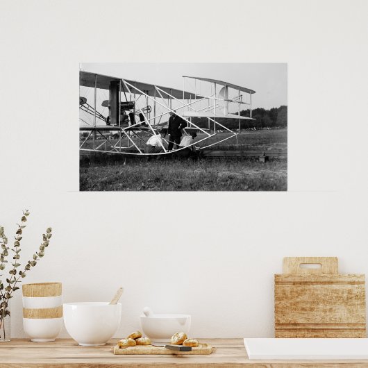 Wright Brothers Biplane on Start Track 1909 Poster (Keuken)