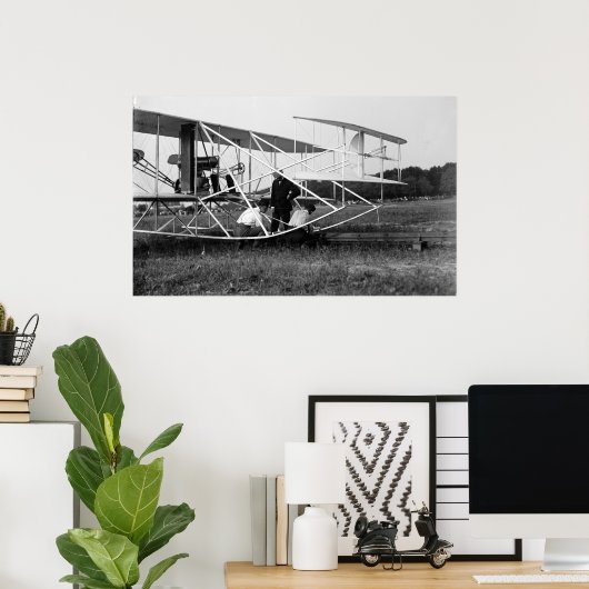 Wright Brothers Biplane on Start Track 1909 Poster (Thuiskantoor)