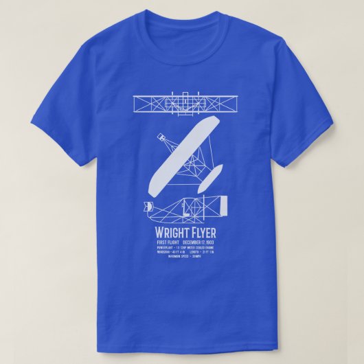 Wright Brothers Flyer Eerste Vliegtuig Infographic T-shirt (Design voorkant)