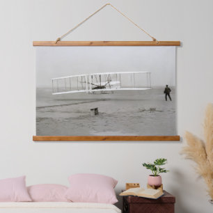 Wright Brothers Flyer Eerste Vliegtuigvlucht Lucht Hangend Wandkleed