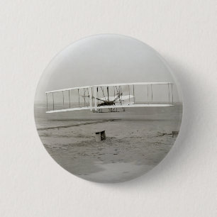 Wright Brothers Flyer Eerste Vliegtuigvlucht Lucht Ronde Button 5,7 Cm