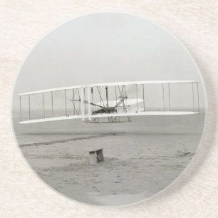 Wright Brothers Flyer Eerste Vliegtuigvlucht Lucht Zandsteen Onderzetter