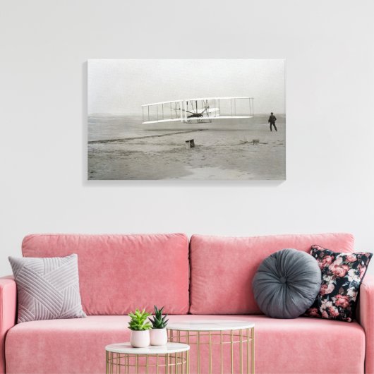 Wright Brothers Kat Hawk Eerste Vliegtuig Canvas Afdruk (Insitu (Woonkamer))