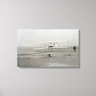 Wright Brothers Kat Hawk Eerste Vliegtuig Canvas Afdruk
