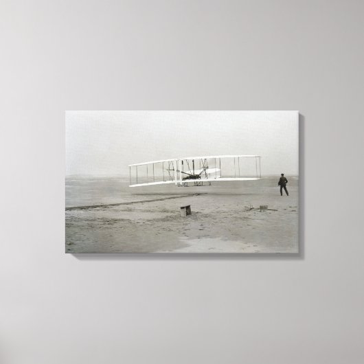 Wright Brothers Kat Hawk Eerste Vliegtuig Canvas Afdruk (Voorkant)