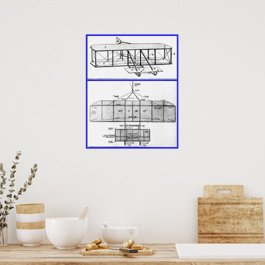 Wright Brothers Patent Drawings 1908 Poster (Keuken)