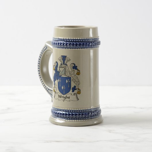 Wright Coat of Arms Stein - Family Crest Bierpul (Voorkant links)