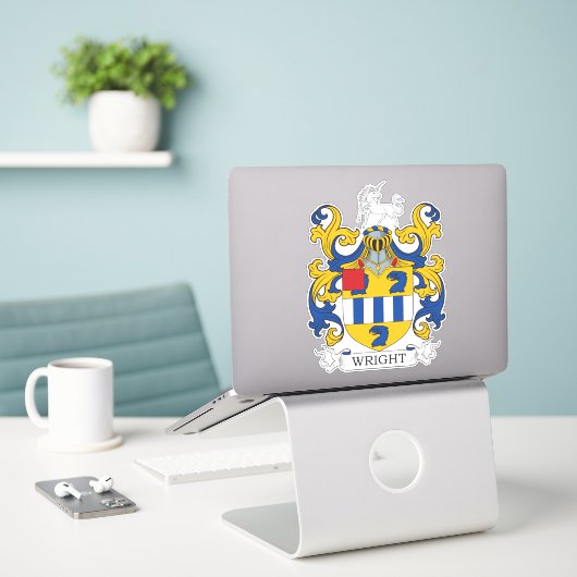 Wright Family Crest Sticker (Laptop op bureau)