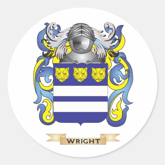 Wright Family Crest (wapenschild) Ronde Sticker (Voorkant)