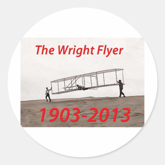 Wright Flyer Jubileum (1903-2013) Ronde Sticker (Voorkant)