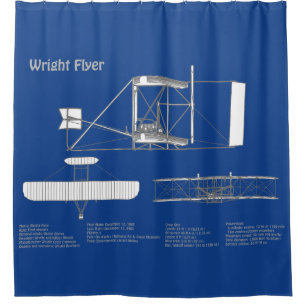 Wright Flyer - Vliegtuig Blauwdruk Tekenplannen AB Douchegordijn