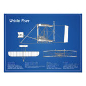 Wright Flyer - Vliegtuig Blauwdruk Tekenplannen AB Foto Afdruk (Voorkant)