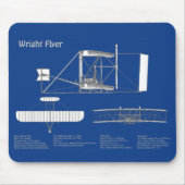 Wright Flyer - Vliegtuig Blauwdruk Tekenplannen AB Muismat (Voorkant)