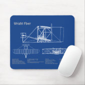 Wright Flyer - Vliegtuig Blauwdruk Tekenplannen AD Muismat (Met muis)