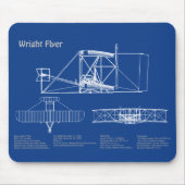 Wright Flyer - Vliegtuig Blauwdruk Tekenplannen AD Muismat (Voorkant)