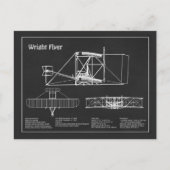 Wright Flyer - Vliegtuig Blauwdruk Tekenplannen PD Briefkaart (Voorkant)