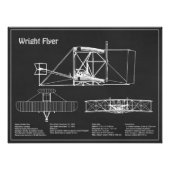 Wright Flyer - Vliegtuig Blauwdruk Tekenplannen PD Foto Afdruk (Voorkant)