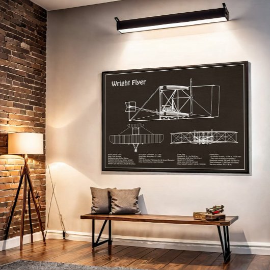 Wright Flyer - Vliegtuig Blauwdruk Tekenplannen PD Poster