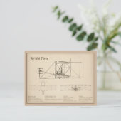 Wright Flyer - Vliegtuig Blauwdruk Tekenplannen SD Briefkaart (Staand voorkant)
