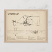 Wright Flyer - Vliegtuig Blauwdruk Tekenplannen SD Briefkaart (Voorkant)
