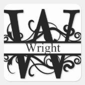 Wright Monogram Vierkante Sticker (Voorkant)